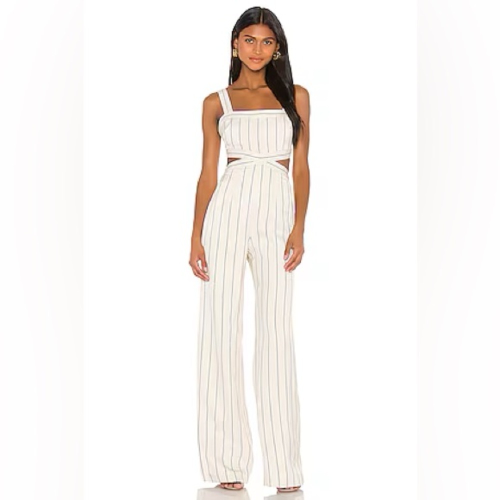 NWT Revolve‎ ALEXIE Lipton Jumpsuit in Blue Stripe Size L